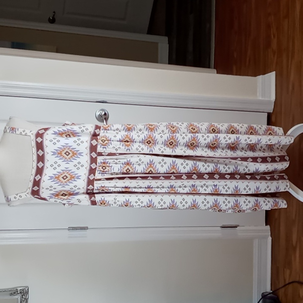Sonoma Women's Southwestern Print Midi Sun Dress Size XXL Cream/Brown/Purple - Picture 2 of 16